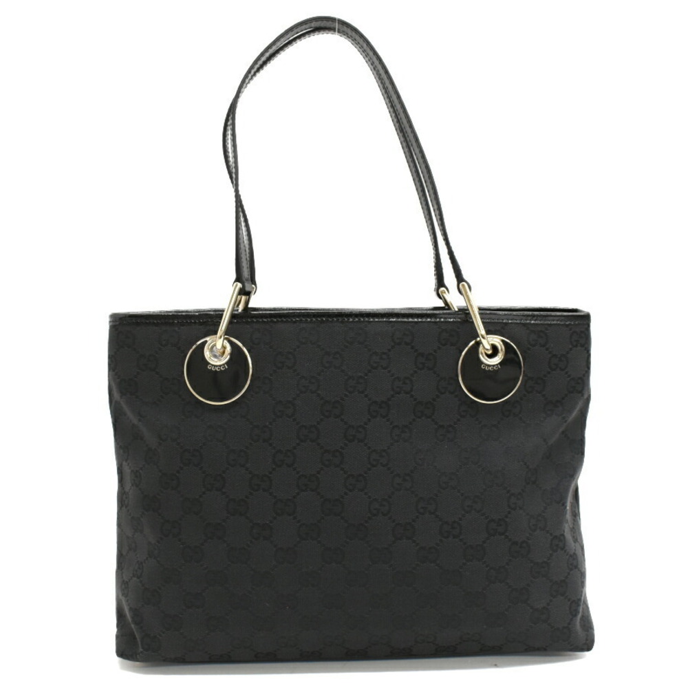 Gucci Eclipse Black Shoulder Tote Bag GG Canvas Jacquard Leather - Picture 3 of 9